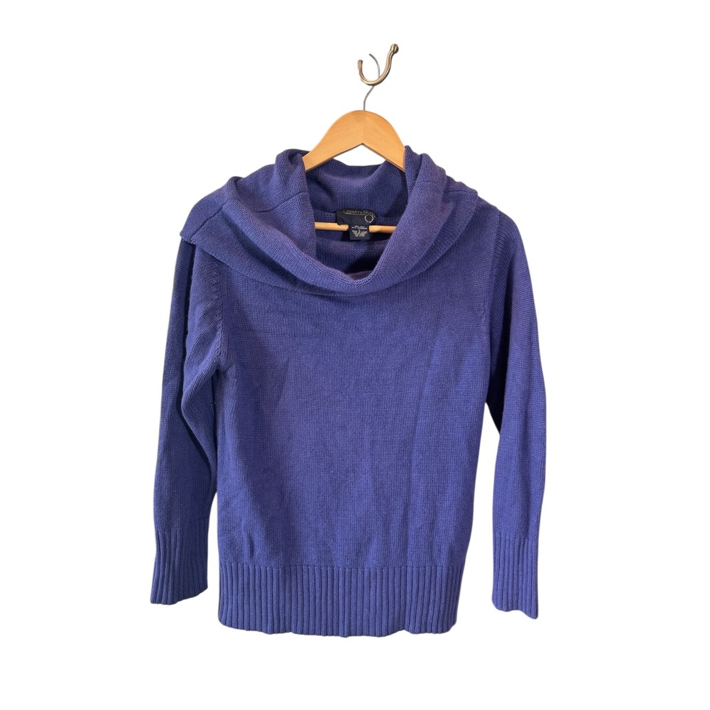 Country‎ Shop Womens Large Sweater Purple Silk Cashmere Cowl Neck Knit Pullover